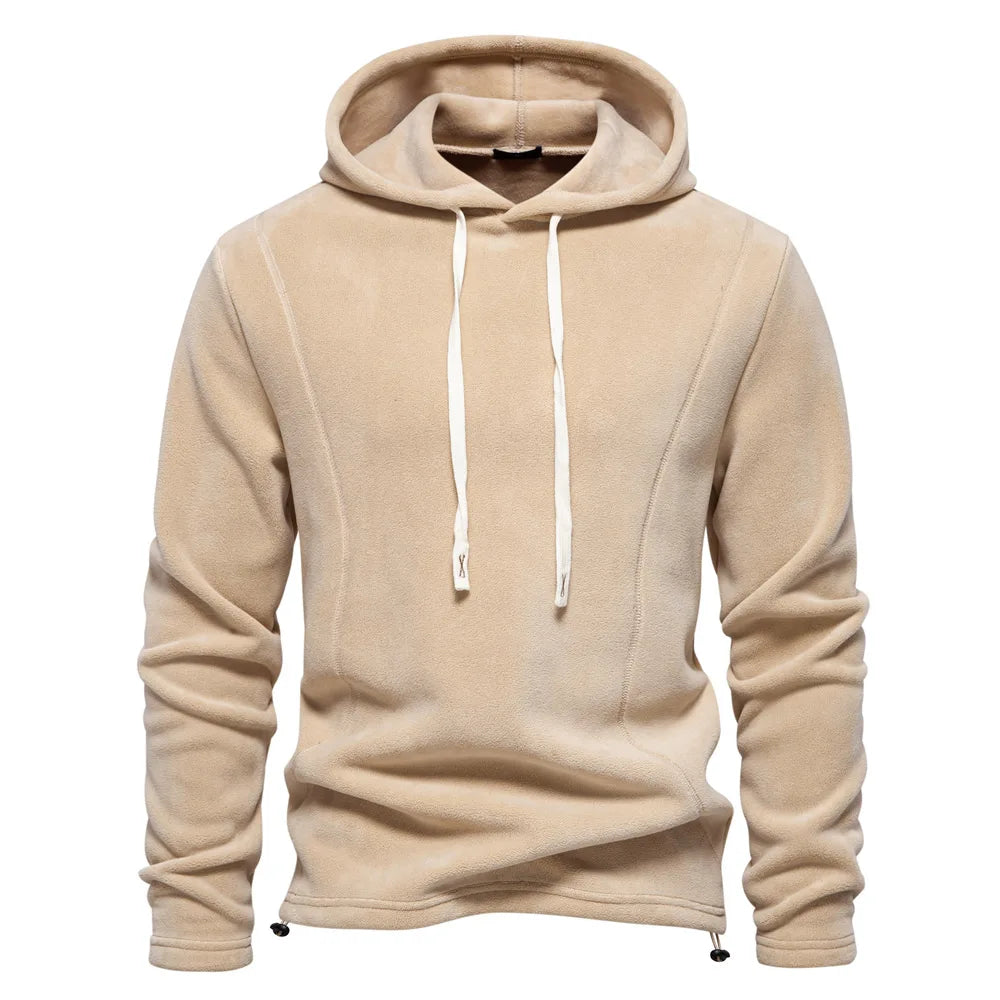 Men's Fleece Lined Hoodie Zip up Long Sleeve Stand Collar Versatile Winter Sweatshirt Business Casual Comfortable Polyester