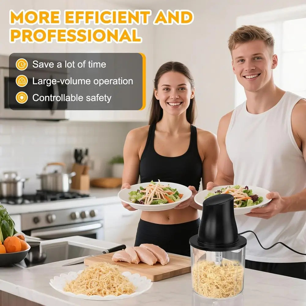 250W Powerful Multifunctional Meat Shredder - Ideal for Chicken, Meats, Fruits, Vegetables, and Nuts (Black)