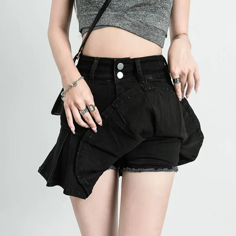 Female Jeans Skirts Ruffle Gyaru Women's Denim Skirt Flare New In Clothing Trend 2025 V Offer Aesthetic Hot Y2k Vintage Casual