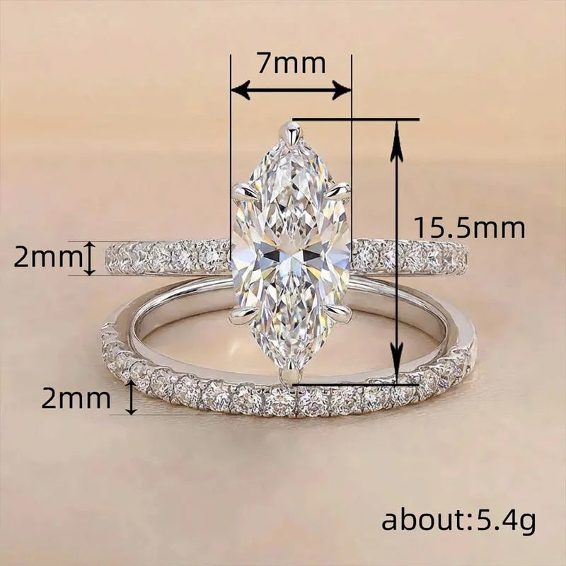 925 Sterling Silver Fashion Classic Marquise Zircon Ring For Women'S Engagement Wedding Luxury High Quality Fine Jewelry s