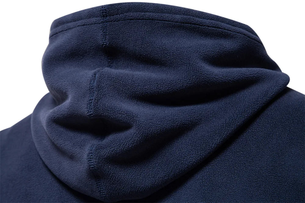 Men's Fleece Lined Hoodie Zip up Long Sleeve Stand Collar Versatile Winter Sweatshirt Business Casual Comfortable Polyester