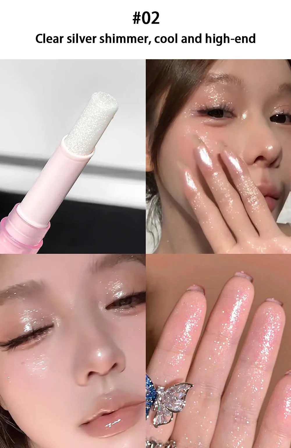 LUCKGO Jelly Eyeshadow Stick Eye Shadow Pen, Waterproof Sweatproof, Not Easy to Break, Pearlescent, Fine Shiny, Lazy Eyeshadow