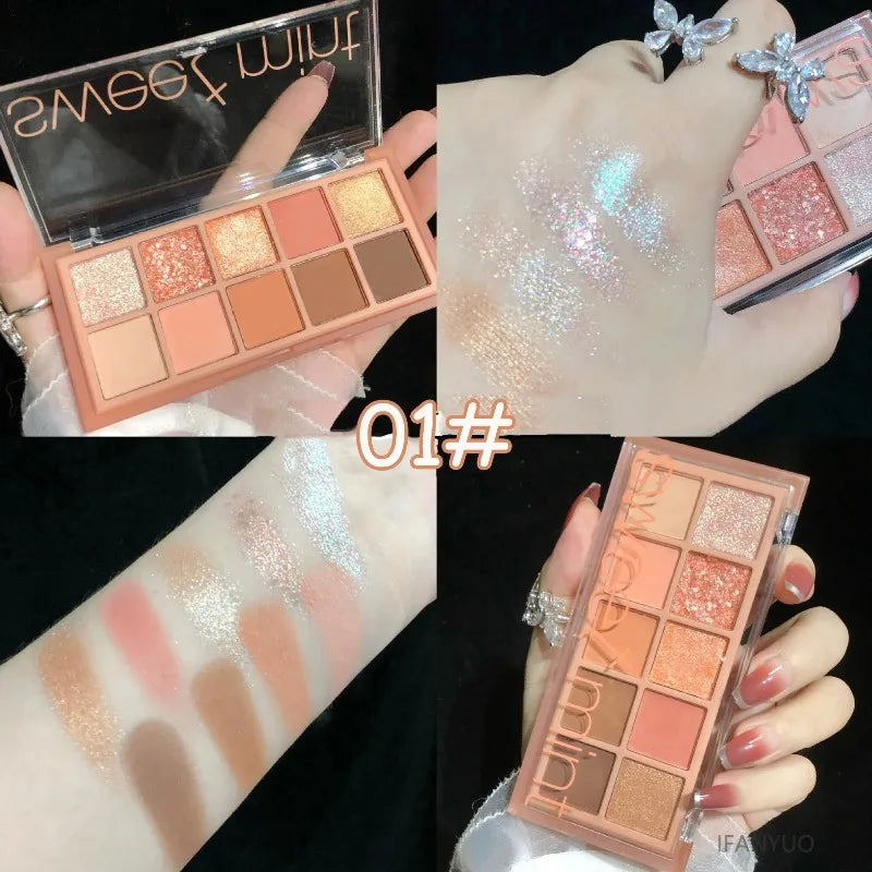 10-Color Eyeshadow Palette - Matte and Shimmer Waterproof Makeup