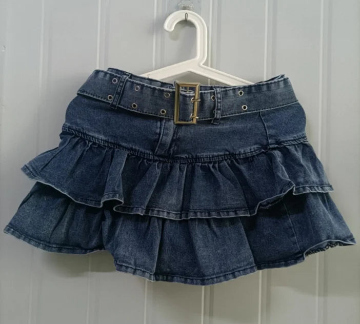 Streetwear Jean Skirt Women 2025 Faldas Mujer De Moda High Waist Vintage Saia Sweet Ruffles A-line Jupe Casual Y2k Mini Skirts