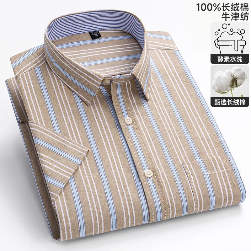 Men's Casual Short Sleeve Shirt - 100% Cotton Classic Fit 7XL