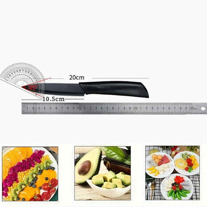 Kitchen Knife 1/3/6 Kitchen Knife Set 4-inch stainless steel fruit knife with sheath Black fixed blade plastic handle knife