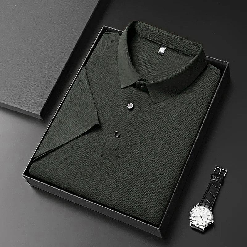 Mens Short Sleeve Geometric Pattern Polo Shirts Casual Summer Tops Lightweight Breathable Shirts for Men