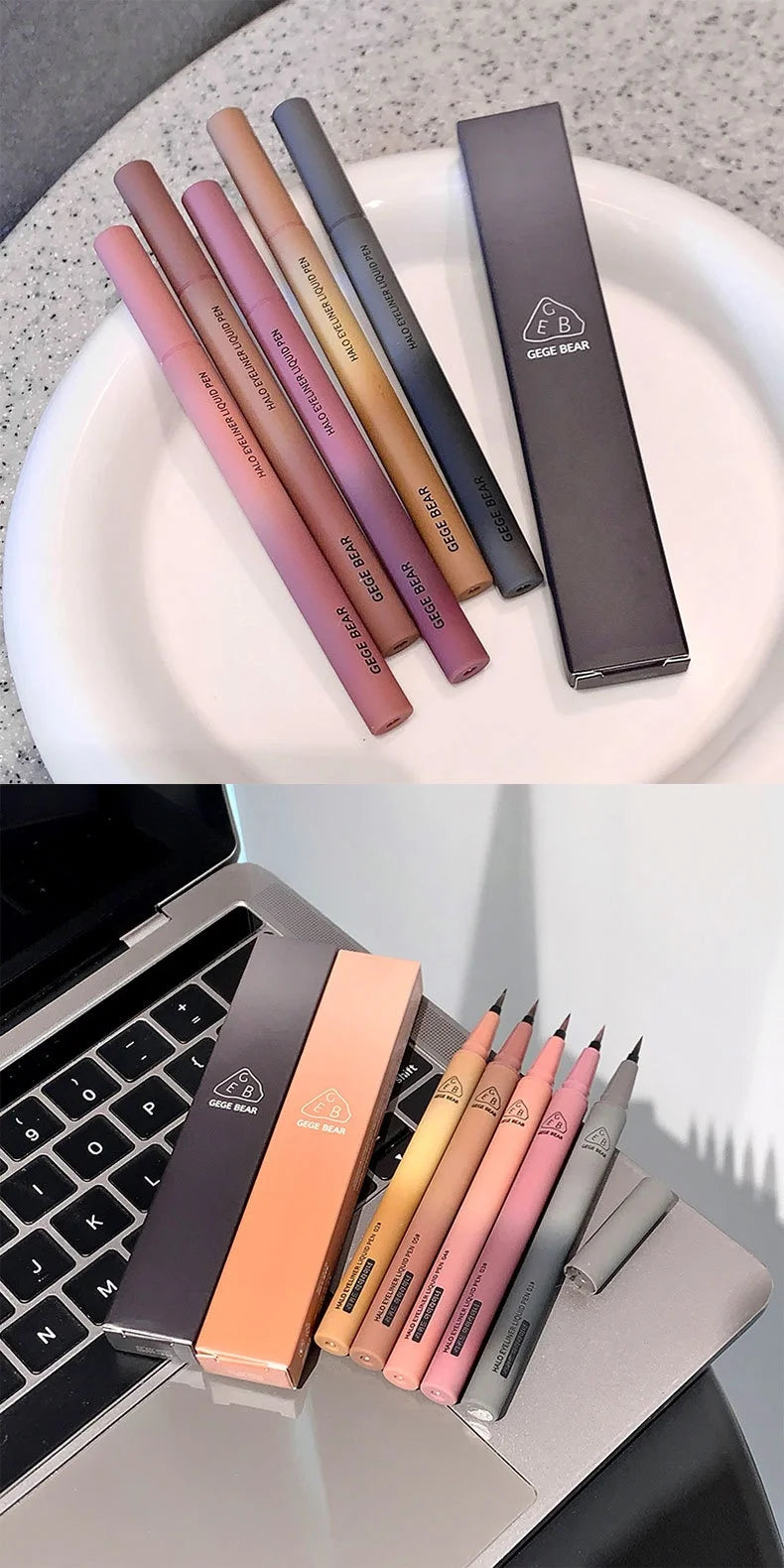 Waterproof Quick Dry Liquid Eyeliner Pen Ultra-fine Matte Black Brown Lasting Lying Silkworm Eyeliner Pencil Natural Eyes Makeup