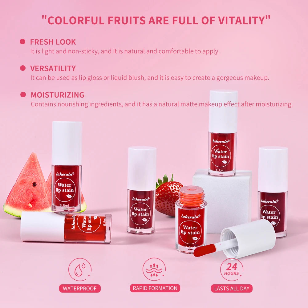 6Colors Water Lip Stain Moisturizing Lip Glaze Long Lasting Lip Ink Face Lip Dual Purpose Waterproof Liquid Cosmetic Makeup