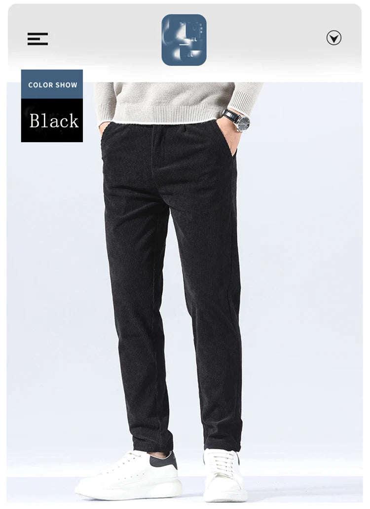 Autumn and Winter Men's Corduroy Trousers New Men's Clothing Stretch Slim Fit Casual Pants Fashion Mens Business Work Pants