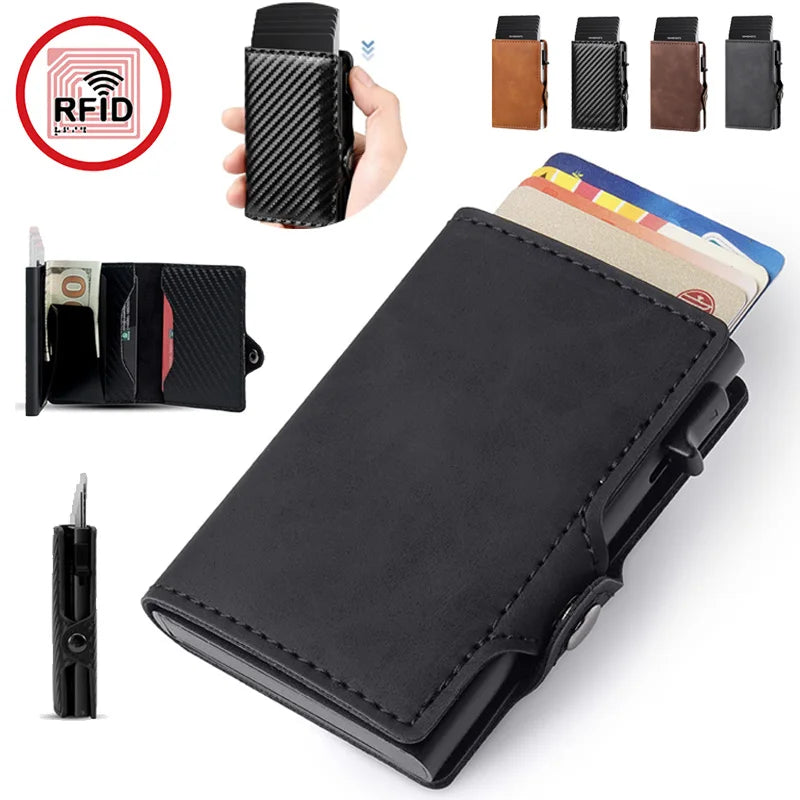 RFID Blocking Credit Card Holder Minimalist Men Wallet Carteira Masculina Money Bag Carbon Fiber Id Bank Cardholder Coin Purse