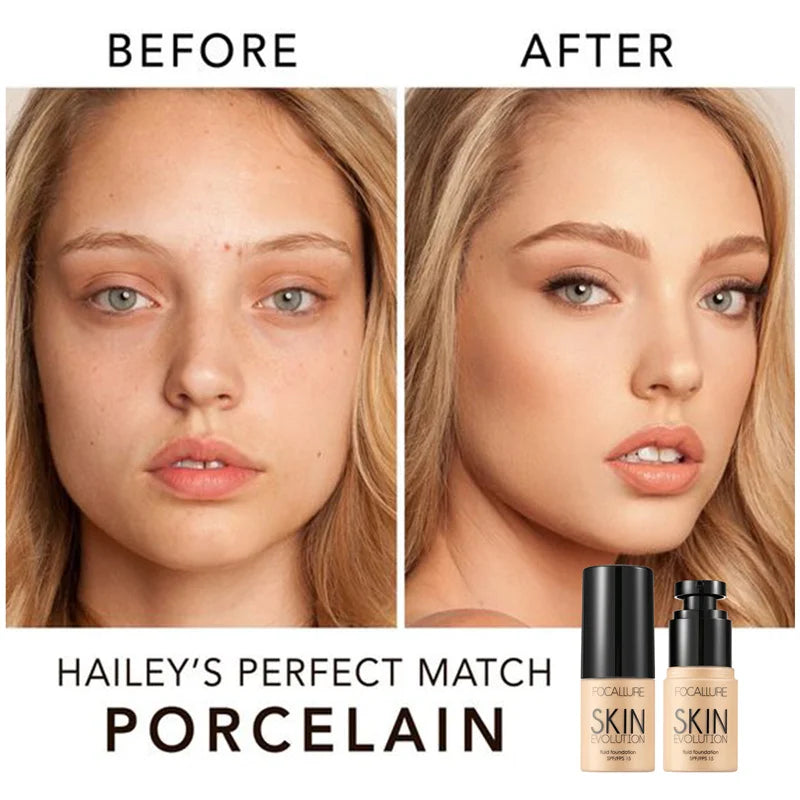 Focallure 8 Colors Face Foundation Makeup Base Liquid Foundation Cream Full Coverage Concealer Moisturizing Face Make Up