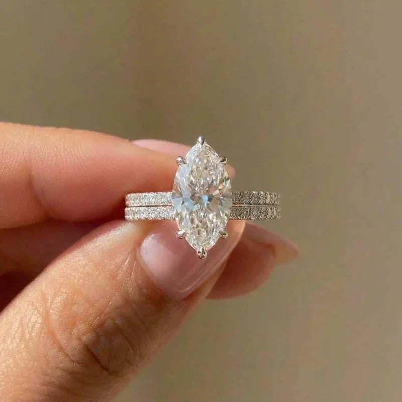 925 Sterling Silver Fashion Classic Marquise Zircon Ring For Women'S Engagement Wedding Luxury High Quality Fine Jewelry s