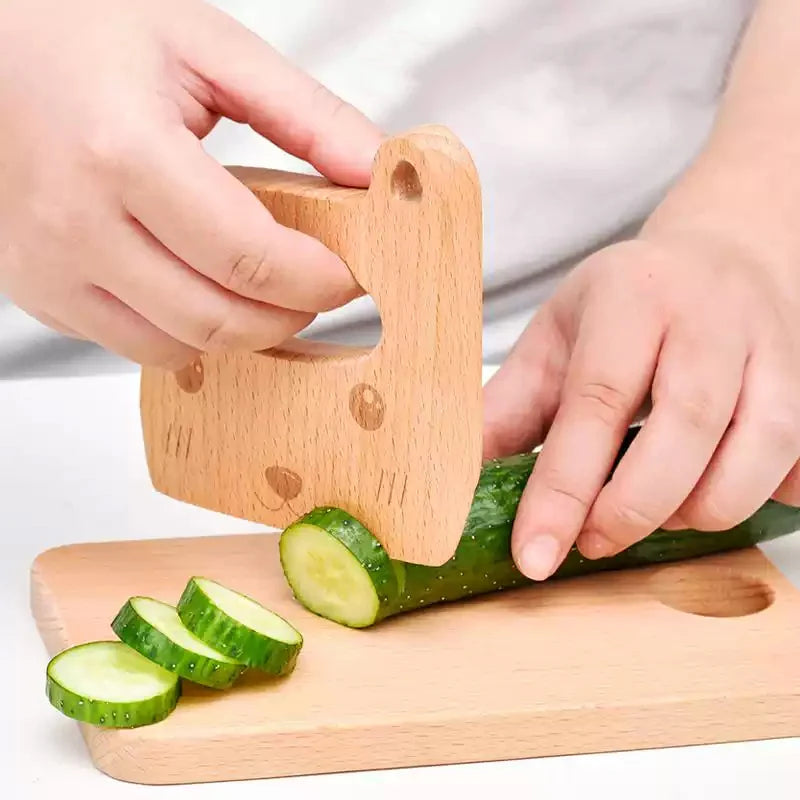 Wooden Kids Knife for Cooking Cute Fish Dinosaur Shape Kitchen Toy Vegetable Fruit Cutter Kitchen Tool Toys Wood Knife for Child