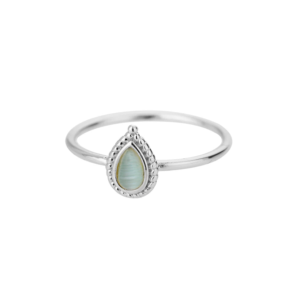 Stainless Steel Opal Rings For Women'S Aesthetic Water Drop Gold Color Wedding Ring Waterproof Jewelry Finger Accessories Gifts