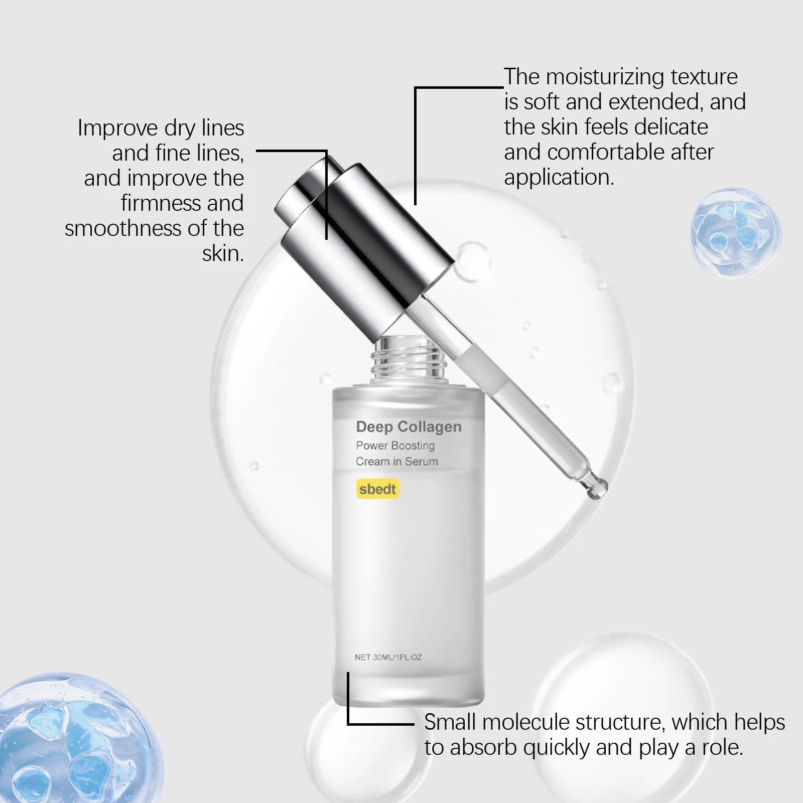Deep Collagen Serum Moisturizing Brightening Skin Tone Improve Fine Line Enhance Elasticity Tightening Hydration Korean Skincare