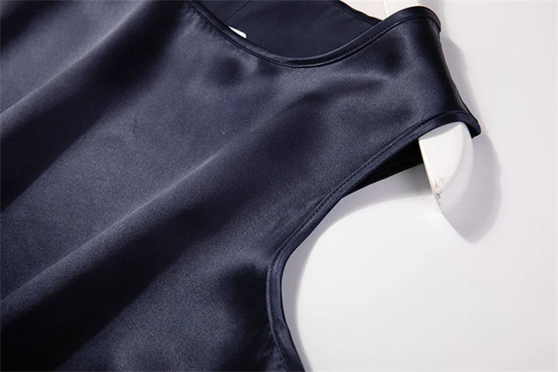Elegant Fashion Satin Tank Tops Office Lady Blouse Shirts plus  Summer Slim Sleeveless Vest Women Simple O-neck Tops y2k clothes