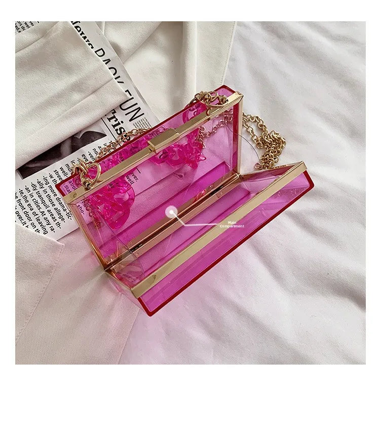 Fashionable Acrylic Handbag Women's Hot Sale Of The Season New Chain Box Bag Transparent Handbag Cross-Border Style Small Siz...