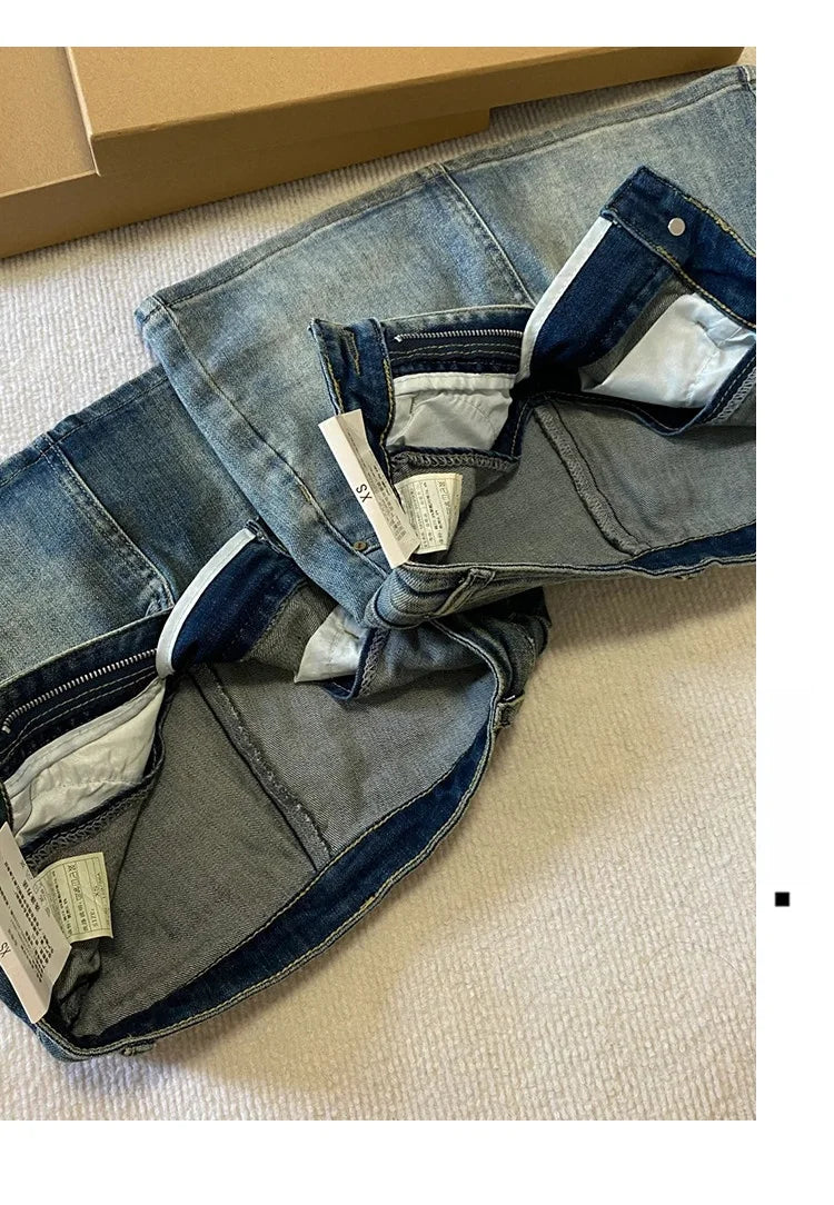 Hot Girl Denim  Skirt Summer plus Size Women's Pear Body Shape Slimming A-Line Short Skirt High Waist Non-Stretch Denim