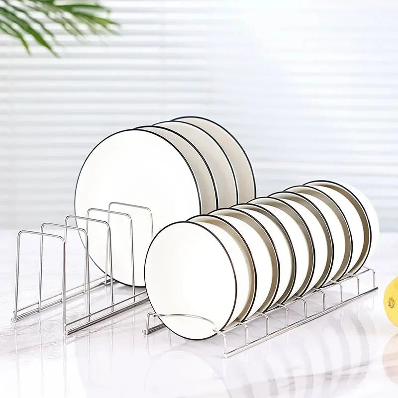 Organizador de platos de acero inoxidable para cocina, escurridor de platos, estante para cubiertos, tapas de ollas, accesorios de cocina.