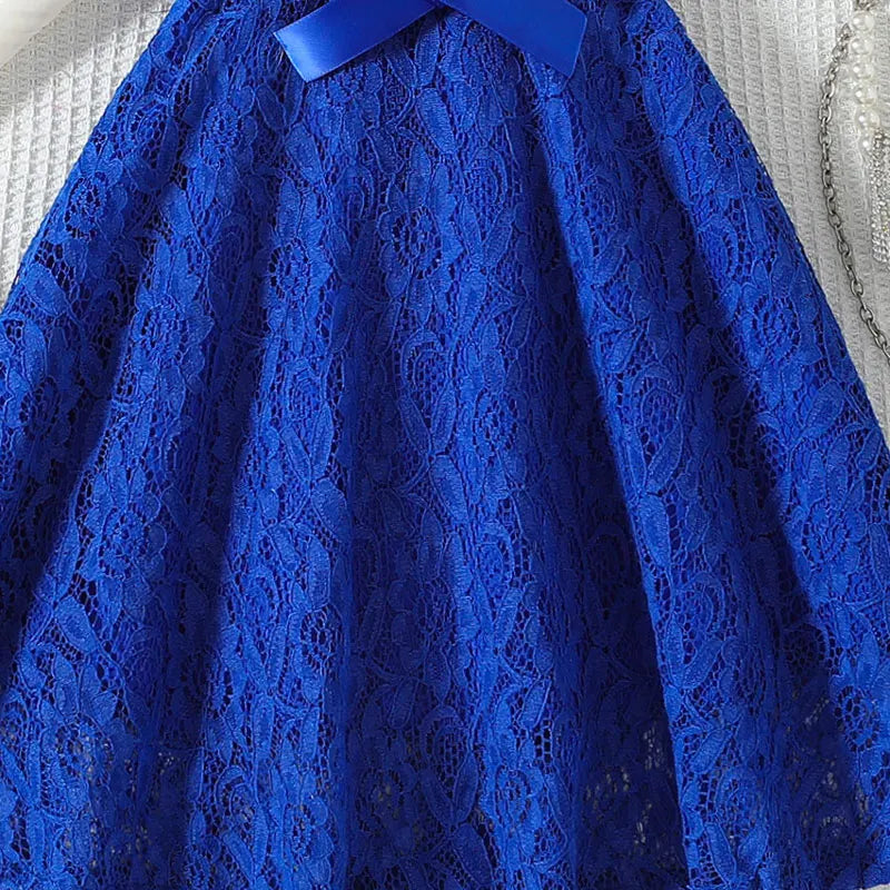 Girls Lace Dress Summer Princess Dresses for Kids Candy Color Teenager Wedding Performance Costume Baby Clothing 1-10T