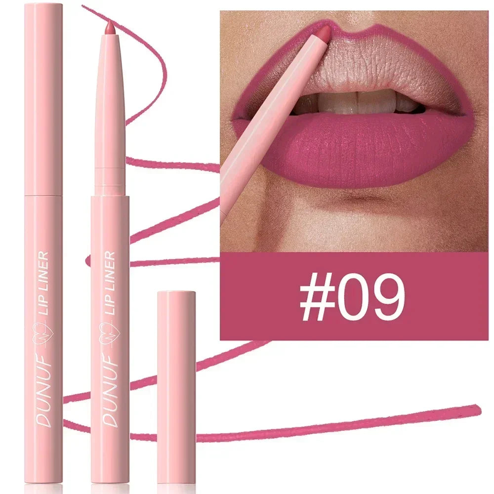 Dunuf 12 Color Velvet Matte Lip Liner Pencil Waterproof for Precise Lip Contour Nude Pink Set for Makeup Lovers