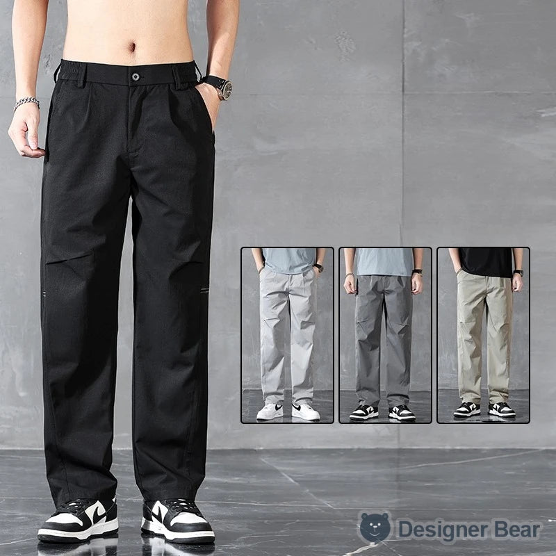 Brand Clothing Spring Summer Thin Men's Casual Straight Trousers Elastic Waist Outdoor Business Solid Color Long Pants Male