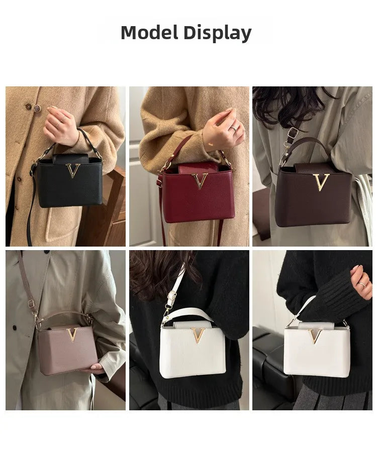 Minimalist Square Shoulder Bag - Women's PU Crossbody Handbag