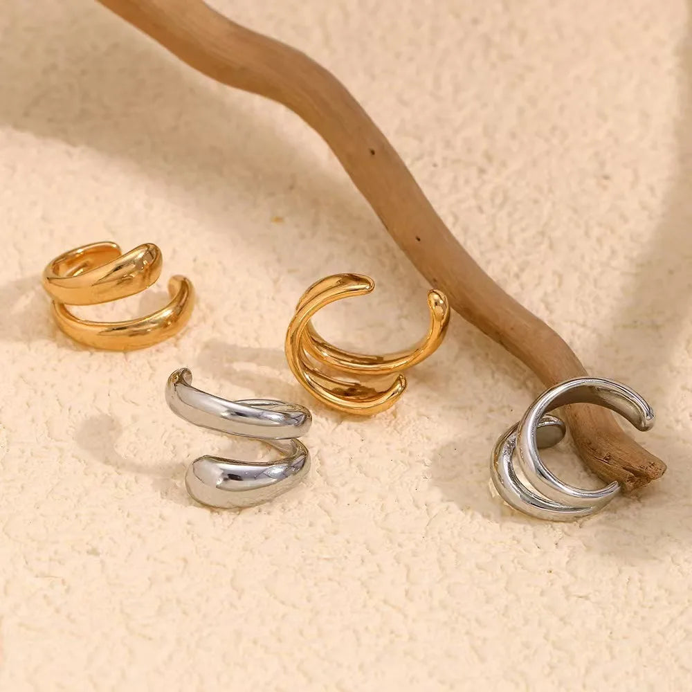 Punk Piercless Ear Clip Earring For Women'S Classic Gold Color Trendy Earcuff Earrings Girl Y2K Daily Wear Jewelry