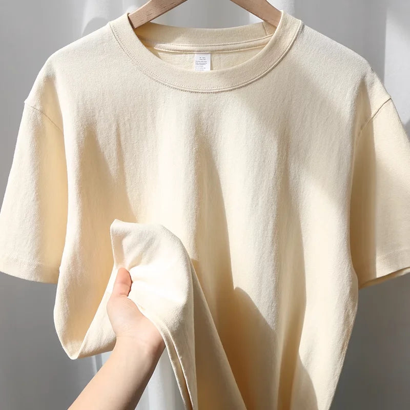 Zefansuli Heavyweight Cotton T-Shirt - Gray-Purple Round Neck Tee