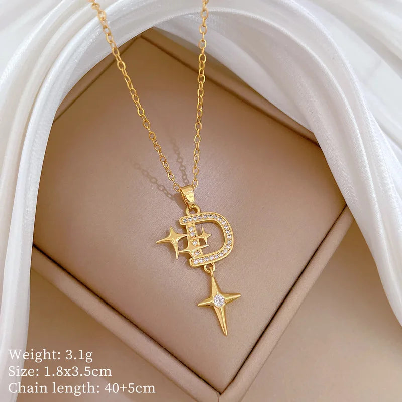 Full Zircon Cross Necklace For Women'S Gold Color Anti-Tarnish Titanium Steel Jewelry