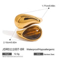 Youthway Water Drop Natural Stone Open Rings For Women Minimalist 18K Gold Plated Stainless Steel Rings Simple Fashion Jewelry