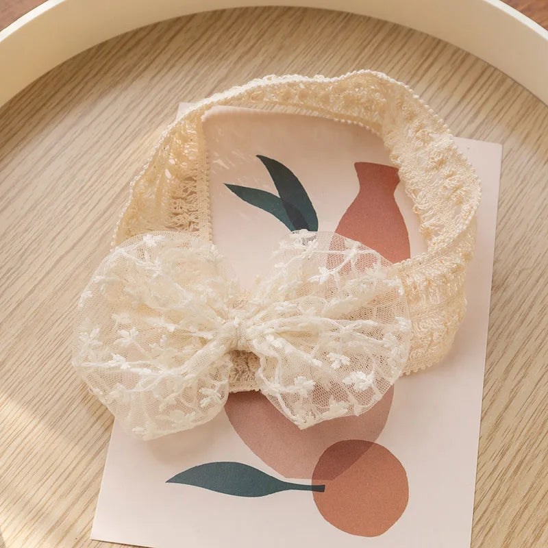 White Lace Bow Baby Headbands for Girl Cute Bowknot Hair Band Elastic Infant Turban Newborn Headwear Baby Hair Accessories 머리띠
