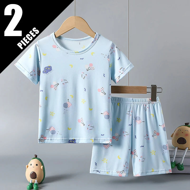 Children's Unisex Cartoon Print Short-Sleeve T-Shirt and Shorts Set