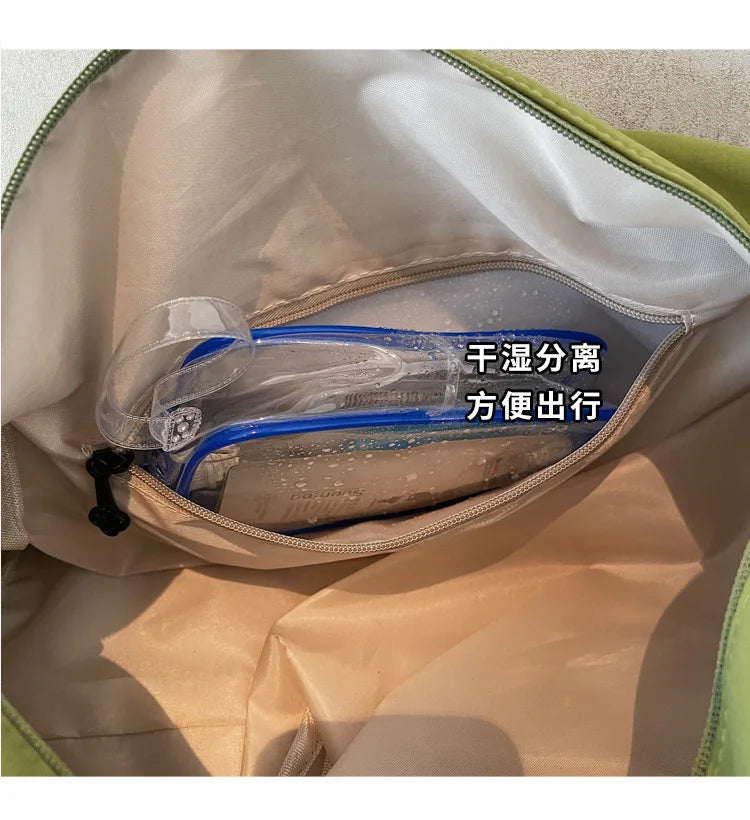 Large Capacity Travel Tote Bags for Women Solid Color Shoulder Messenger Bag Sports Yoga Satchels Fashion Woman Handbag