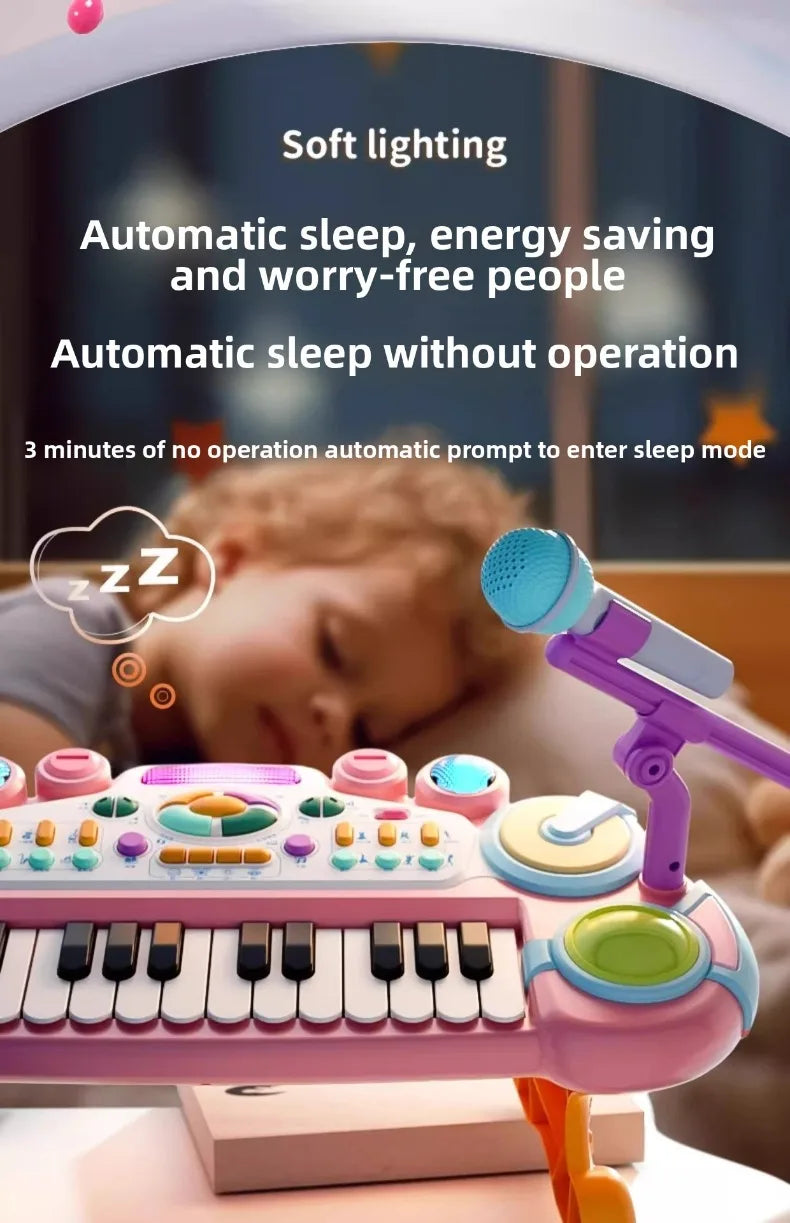 24 Key Kids Piano Keyboard with Microphone Electronic Musical Instrument Interactive Learning Toy Educational Gift for Girls Boy