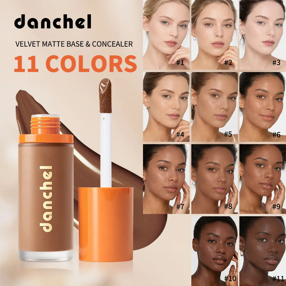 2-in-1 Liquid Foundation & Concealer Buildable Coverage Velvet Matte Finish Long Lasting Sweat Resistant Natural Face Makeup