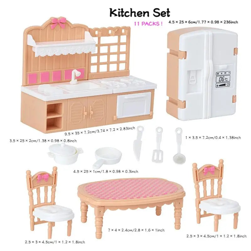 Hot Sale 31 Items / Lot Miniature Dollhouse Furniture Kitchen Sofa Table TV Bed Living Room Bathroom Set For Dolls Best DIY Gift