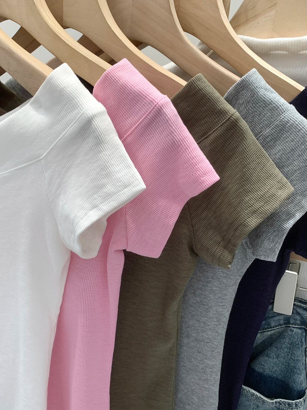Pink Shoulder Bared Short Sleeve T Shirt Women's Summer New Style Ageless Lady Pure Desire Spicy Girl Top Simple Backless Design