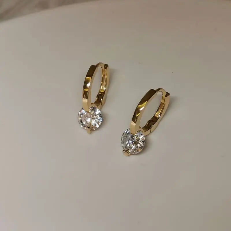 Korean Fashion Sparkling Zircon Ear Buckle Earrings For Women'S Classic Elegant Rhinestone Earrings Office Wedding Jewelry