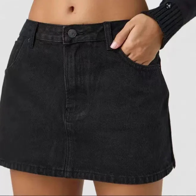 New 2026 Summer Women's Elastic Slim-fit  Denim Short Skirt  Female Fashion Casual Mid Waist Jeanse Skirt