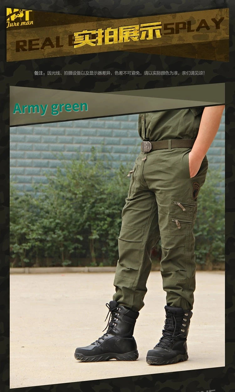 2026 Men's Cargo Pant Cotton Outdoors Tactical Pant Men Vintage Camo Green Work Many Pocket Cotton Camouflage Black Trouser