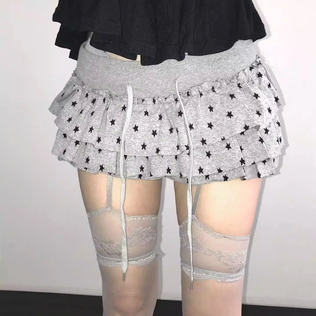 Japanese Y2k Cute Ruffled Plaid Skirt Punk Rock Subculture Cake Skirts Japanese Preppy Style Casual New Women Skirts Lolita Lace