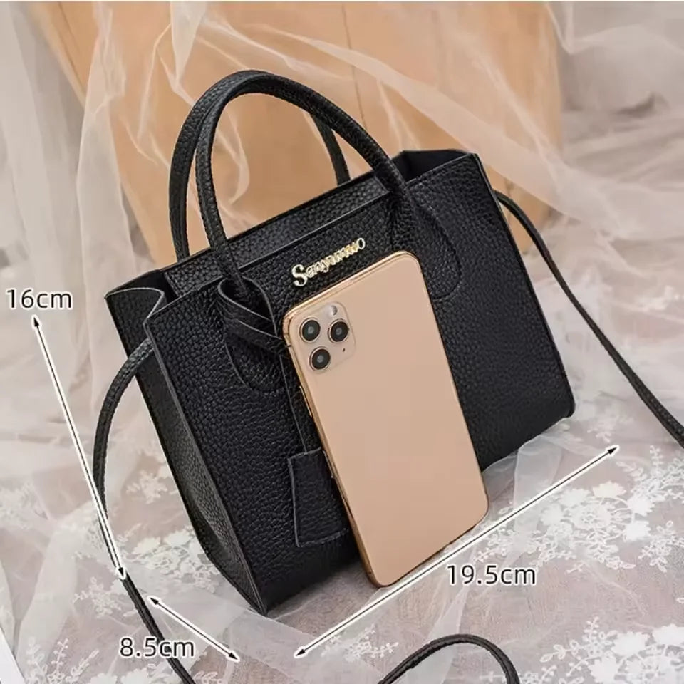 Single-shoulder Crossbody Handheld Triple-use Satchel Portable Leisure Bag Solid Color Lychee Grain Ladies Handbags ﻿
