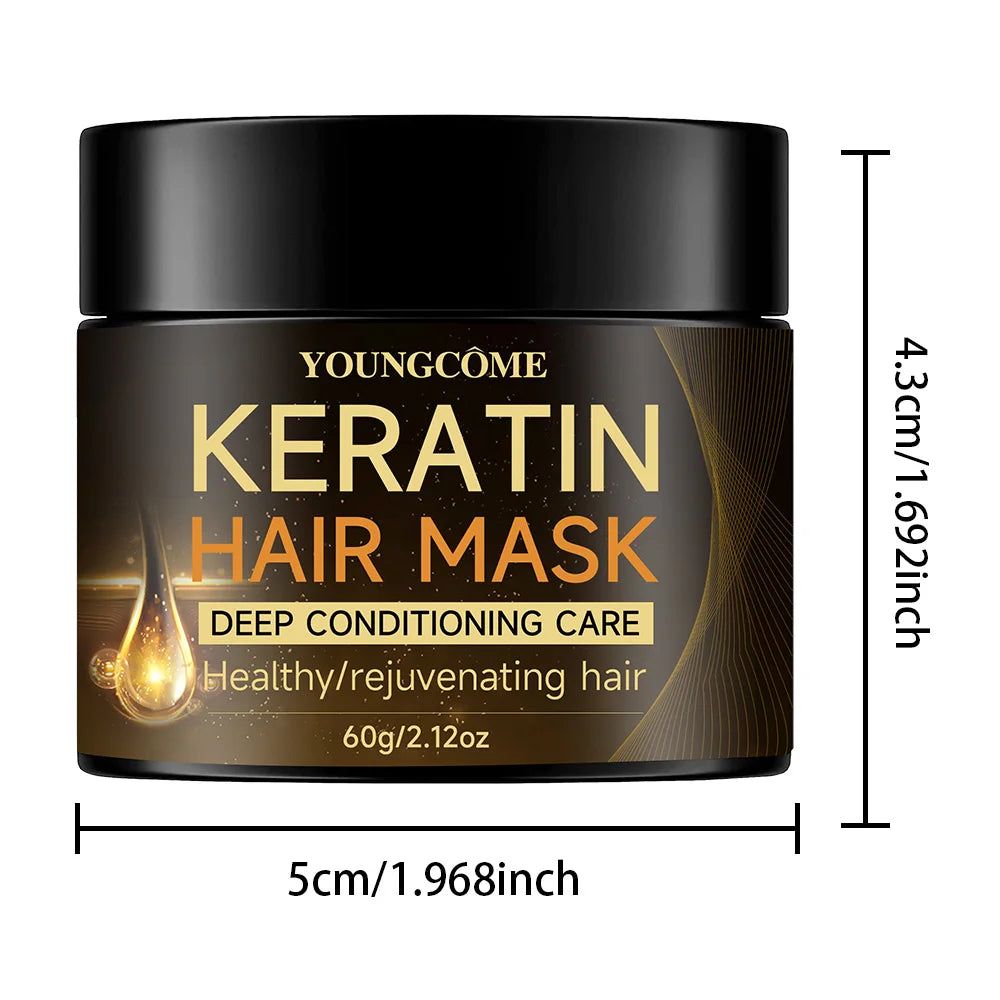  YOUNGCOME Keratin Hair Mask Moisturizer Conditioner Soft Smooth Frizz Damaged Hair Care Repair Hair Restore Shine Hair Mask