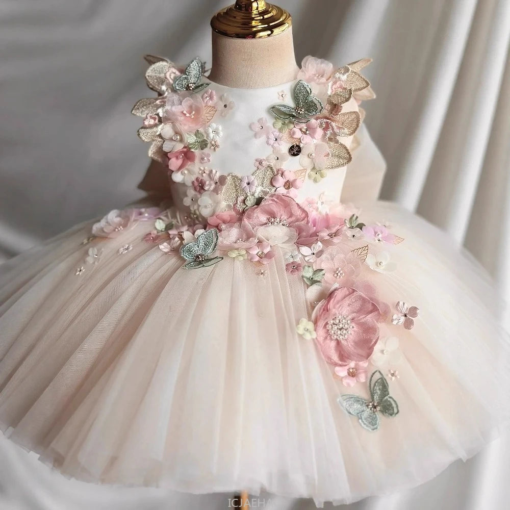 Wed Dress Summer Children Girls First Birthday Floral Princess Gown Costumes Flower Dresses Clothes Clothing Baby Kids Clothing