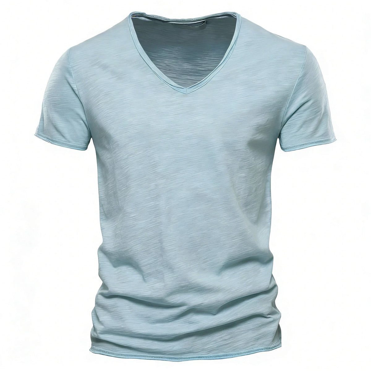 AIOPESON Men's 100% Cotton V-Neck Slim Fit Short Sleeve T-Shirt