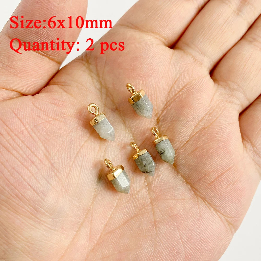 2PCS Natural Labradorite Stone Pendant - Irregular Jewelry Charm