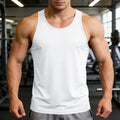 Men's Gym Sports Tank Top Muscle Aesthetic Dry Fast Workwear Polyester Fiber Summer Sport Fit Style Solid Color round Neck