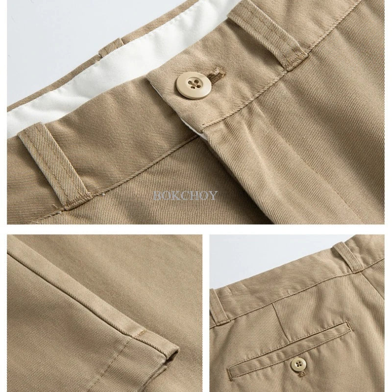 2026 Spring Summer New 100% Cotton Casual Straight Trousers for Men Clothing Soft Comfort Linen Male Pants LX6032